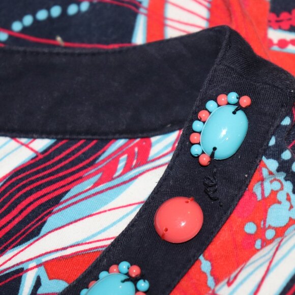 Ruby Rd. Beaded Blouse – XL – Red, White & Blue Boho Chic · 3/4 Sleeves · - Picture 3 of 7